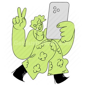 smartphone, phone, mobile, woman, people, selfie, gesture